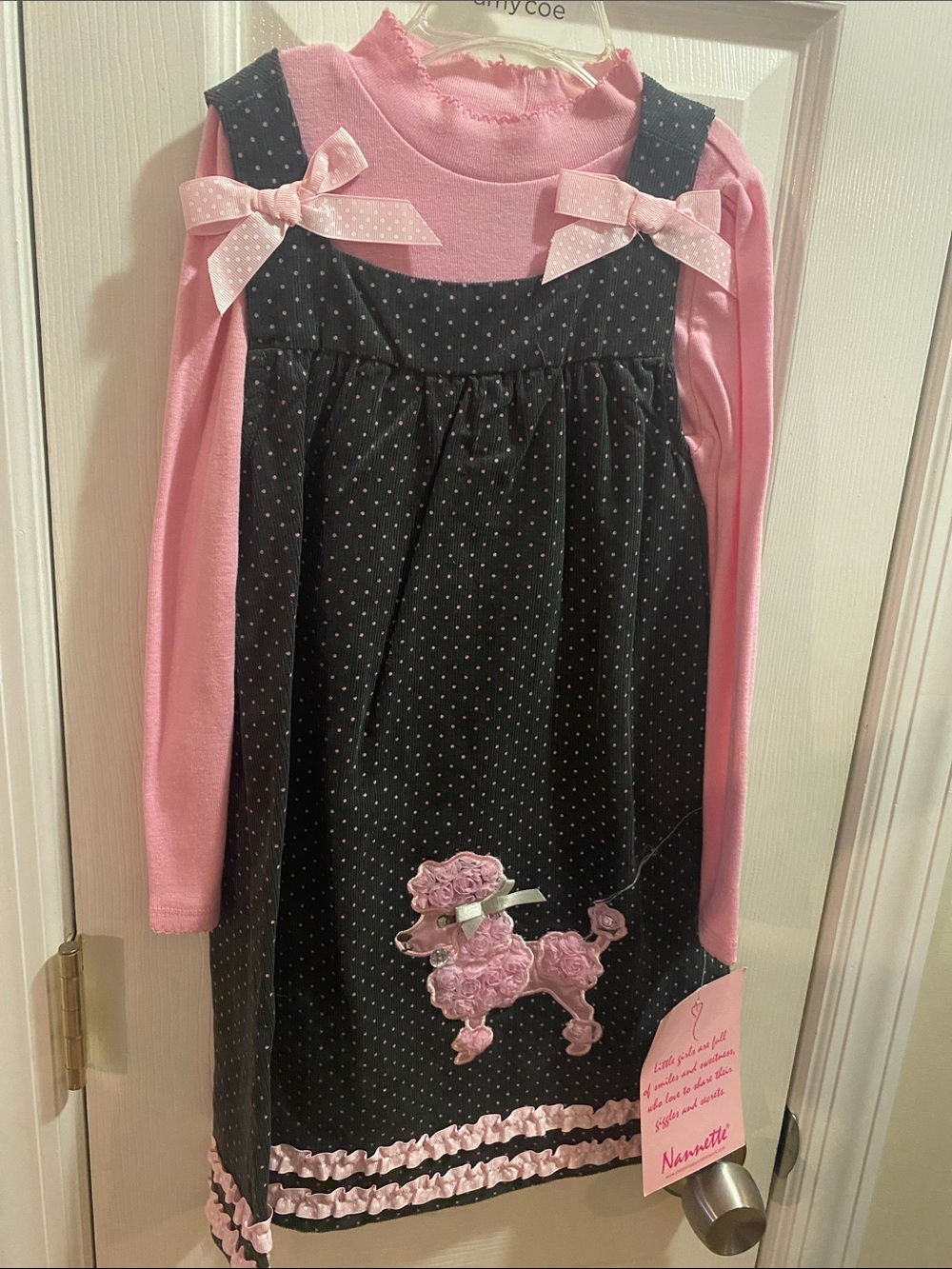 Nannette Pink & Black Polka Dot Poodle Jumper Set